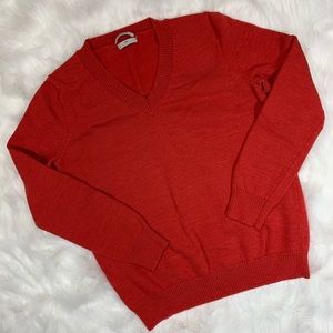 Wallace Madewell Red Merino Wool V-neck Sweater